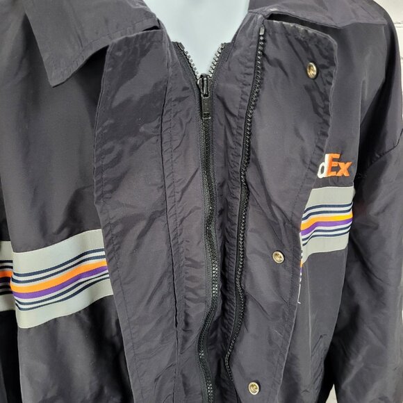 Fedex Black Double Zip Hideable Hood Relflective Windbreaker Jacket Size 3XL - Picture 9 of 16